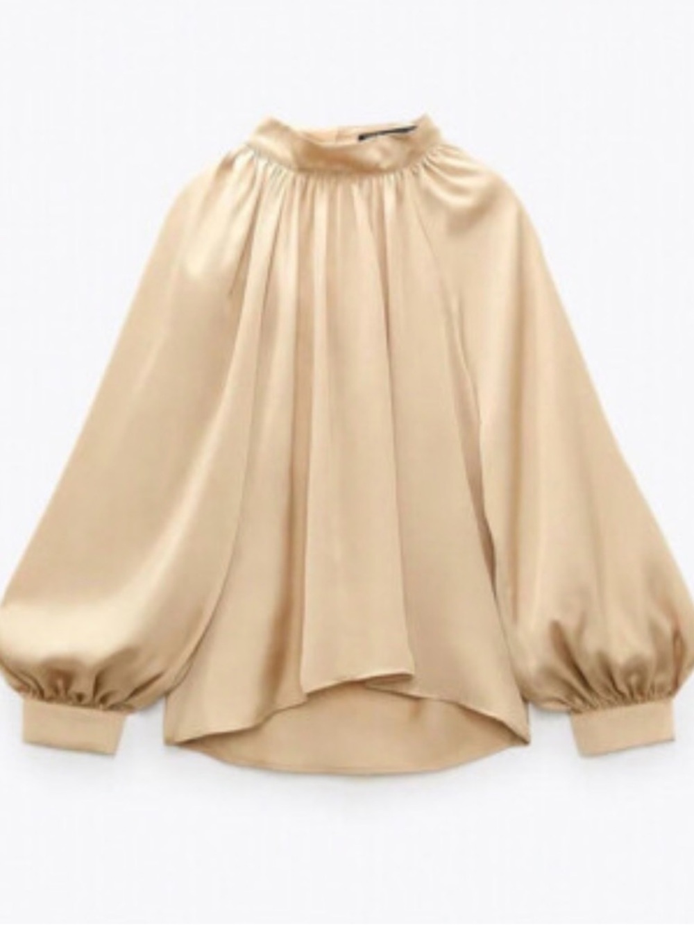 Zara Champagne Balloon-Sleeve Blouse